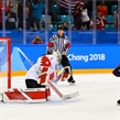 GANGNEUNG, SOUTH KOREA - FEBRUARY 22: USA's Amanda Kessel #28 scores a shootout goal on Canada's Shannon Szabados #1 during gold medal round action at the PyeongChang 2018 Olympic Winter Games. (Photo by Matt Zambonin/HHOF-IIHF Images)

